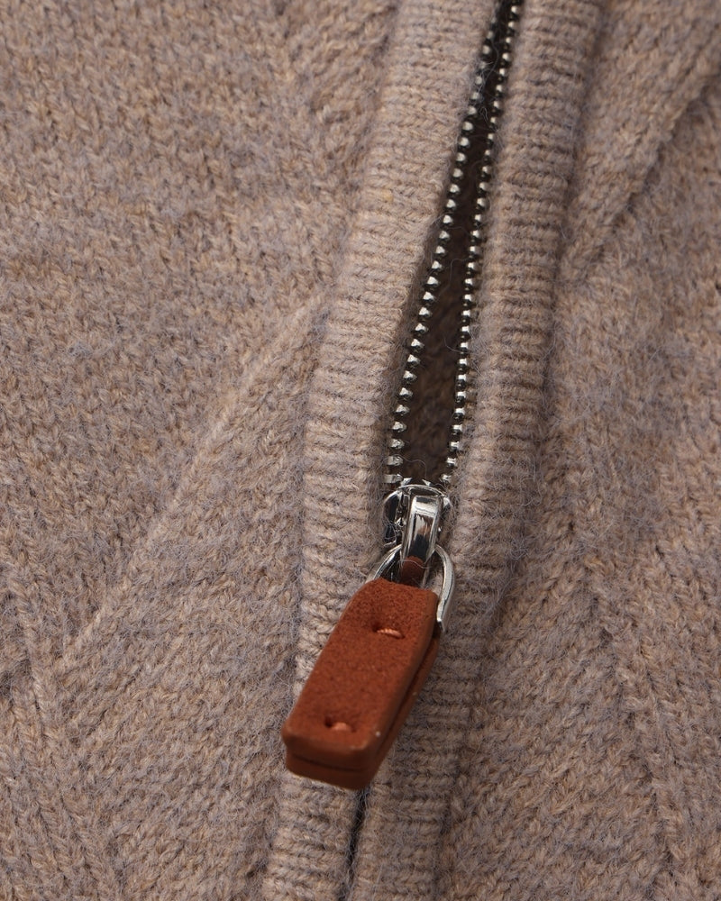 Heritage Diamond Knit Zip Cardigan